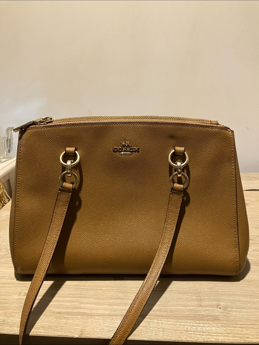 Coach Etta Carryall Saddle Brown Satchel with Gold Hardware